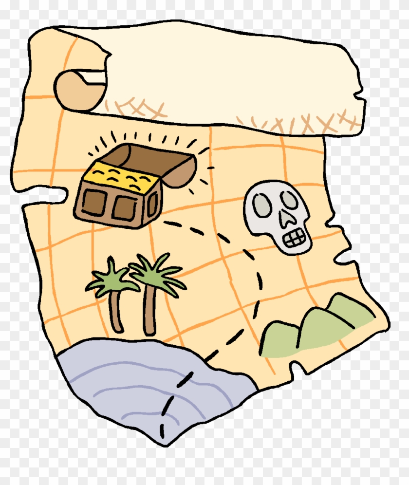 Cartoon Pirate Treasure Map - Map To Find Gold - Free Transparent PNG  Clipart Images Download