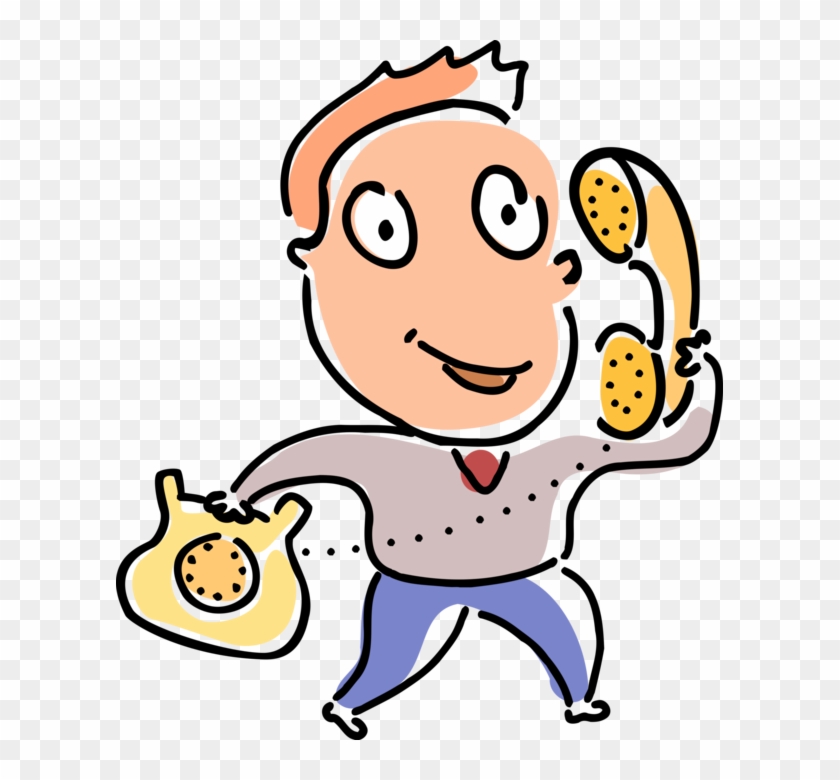 Vector Illustration Of Businessman In Telephone Phone - Vector Illustration Of Businessman In Telephone Phone #1331907