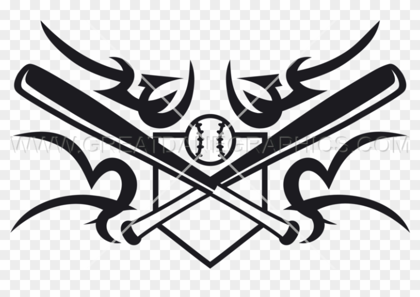 Tribal Baseball Bat & Plate Crest - Baseball Bat Png Transparent #1332081