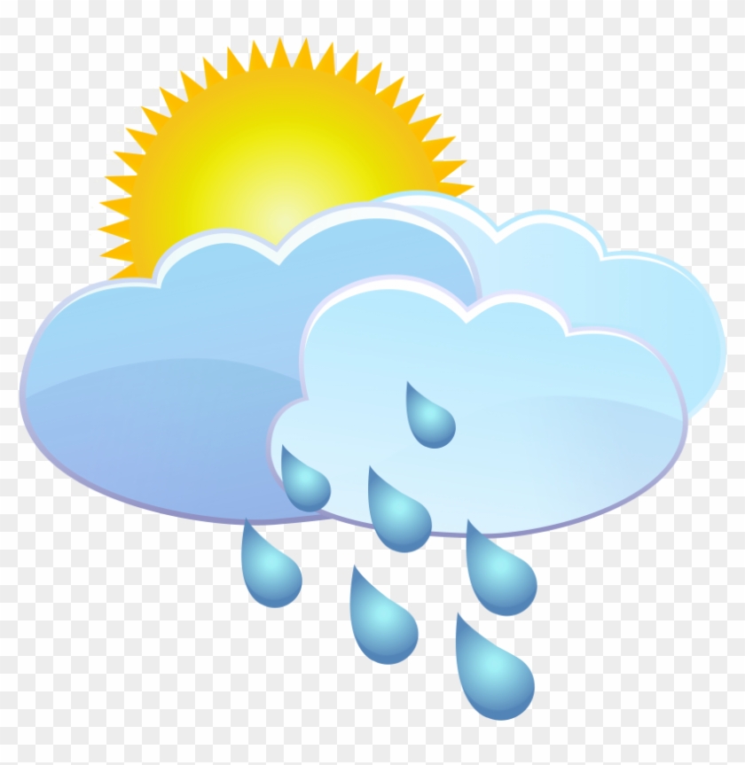 Free Png Clouds Sun And Rain Drops Weather Icon Png - Rain Sun Png #1332377