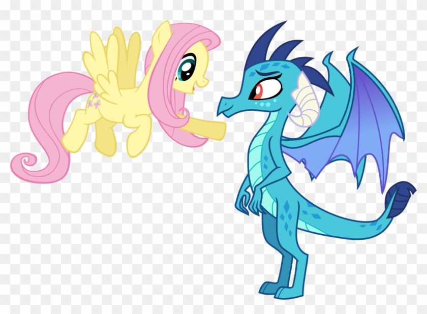 Ninjashadow-x, Dragon, Dragoness, Duo, Female, Fluttershy, - Fluttershy #1332464