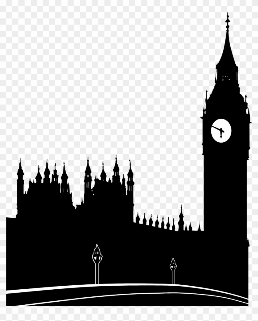 London Skyline Silhouette Png Bridge Sillouet - Silhouettes Of Big Ben #1333011