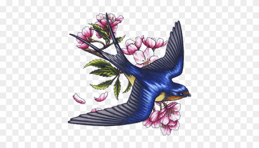 Golondrina - Swallow Tattoo With Flowers #1333038