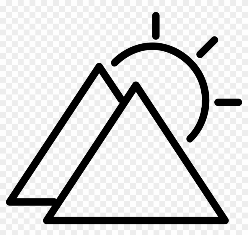 Sunny Day Symbol Outline With Triangular Mountains - Simbolo De Una Montaña #1333481