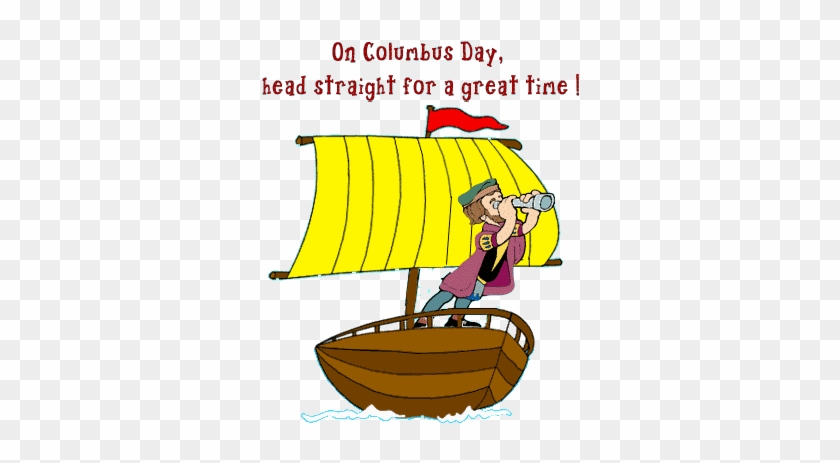 Recreation Animated Clipart Beach With Sail Boat Animation - Animated Happy Columbus Day #1333582