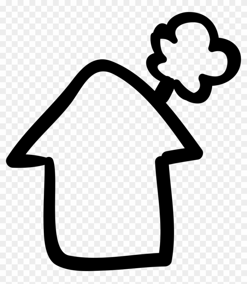 House With Smoking Chimney Hand Drawn Rural Mountain - Casa Con Chimenea Png #1333884