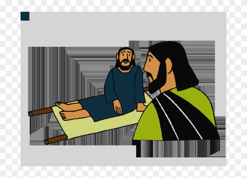 Man Lowered Through The Roof Jesus Heals The Paralytic - Cartoon #1334097