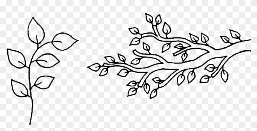 Free Digital Stamps - Tree Branch With Leaves Drawing #1334551