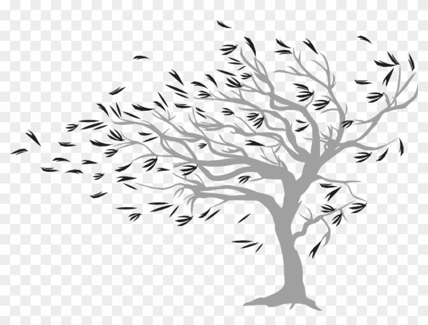 Windy Tree Wall Sticker - Simple Design Wall Painting #1334589