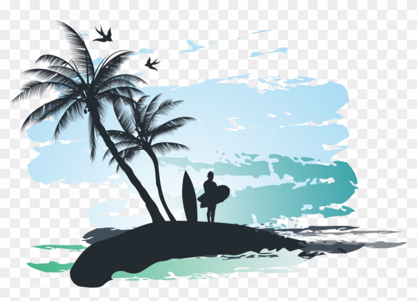 Palm Beach Stock Illustration Clip Art - Summer Vacation 5'x7'area Rug #1334679