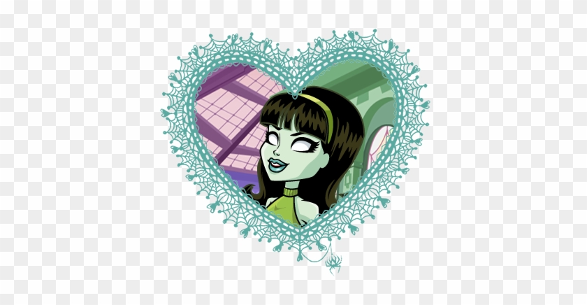 Monster High Valentines In Spider Web Hearts - Heart Frame Black And White Png #1334695