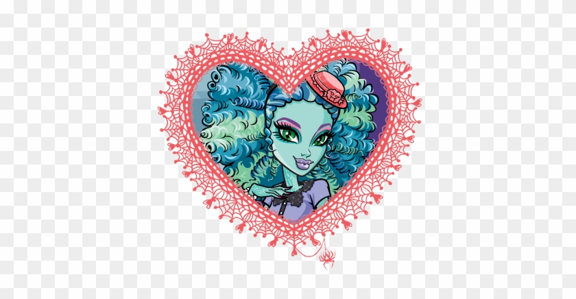 Monster High Valentines In Spider Web Hearts - Heart Frame Black And White Png #1334699
