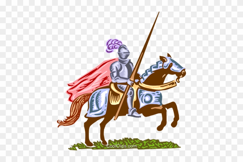 Medieval Knight Royalty Free Vector Clip Art Illustration - Knight On A Horse Clipart #1334796