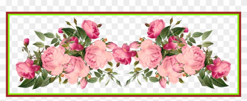 Shocking Pink Rose Transparent Floral Image For Red - Flower Vintage Border Png #1334965