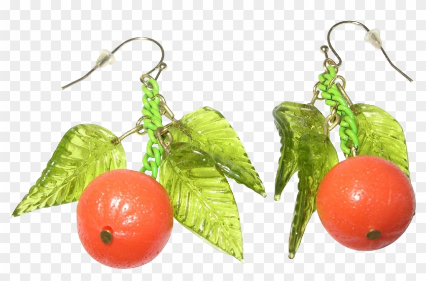 Vintage Earrings Oranges Glass Leaves - Earrings #1335042