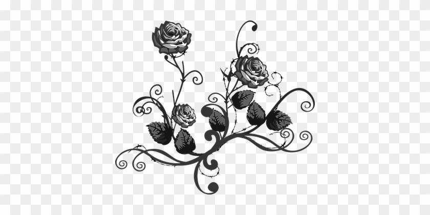 Rose Black White Floral Elegant Elegance D - Black And White Flower Png #1335129