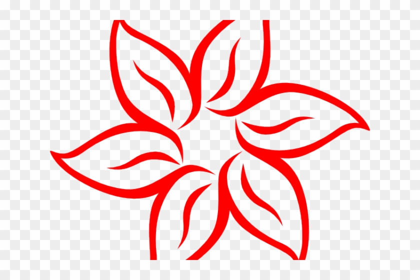 Red Flower Clipart Flower Line - Flower Clipart Black And White #1335245