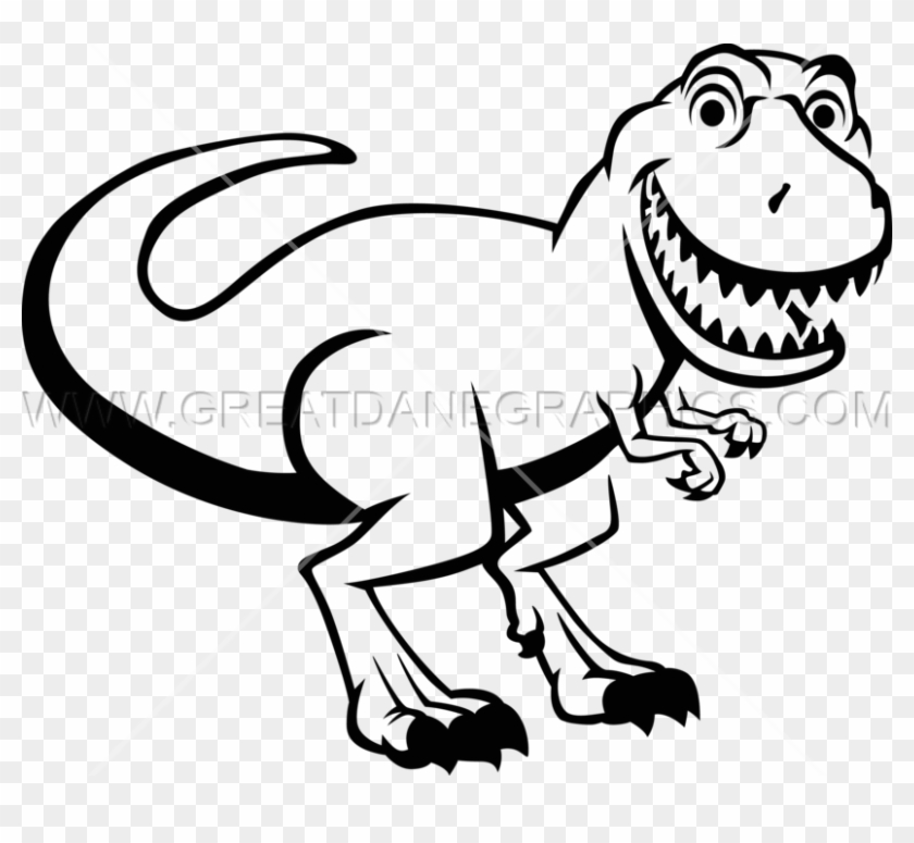 Smiling T-rex - T Rex Cartoon Black And White #1335267