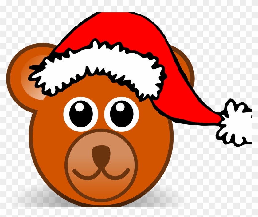 Funny Teddy Bear Face Brown With Santa Claus Hat By - Cartoon Bear Face #1335767