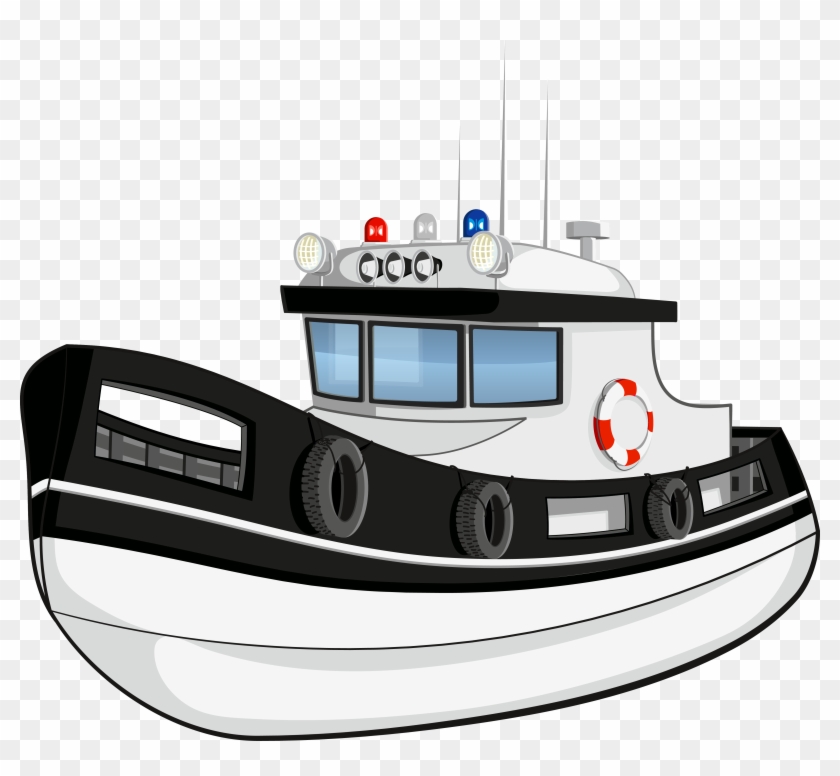 Cartoon Police Watercraft Illustration - Water Transport Images Clipart #1335968