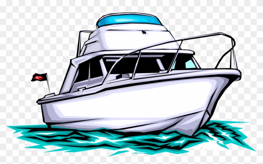 Vector Illustration Of Pleasure Craft Boat Watercraft - Boat Clipart #1335972