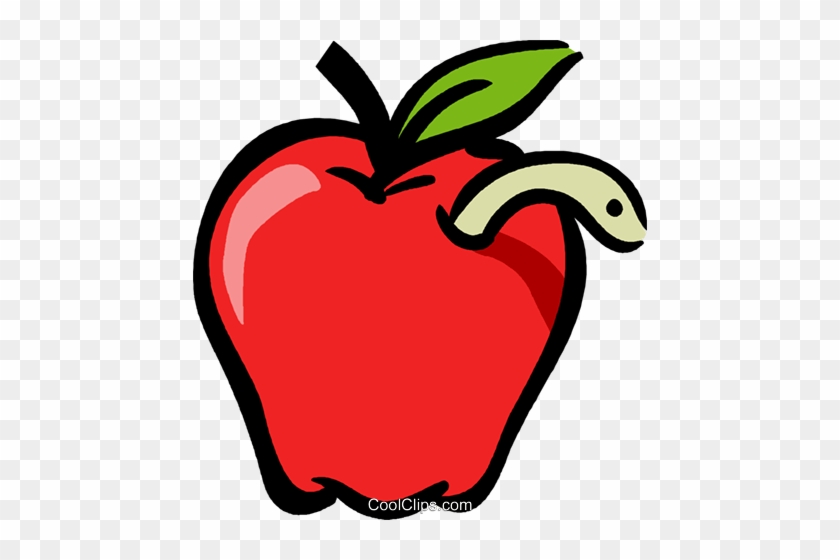 Apple With A Worm Royalty Free Vector Clip Art Illustration - Apple With A Worm Royalty Free Vector Clip Art Illustration #1336019