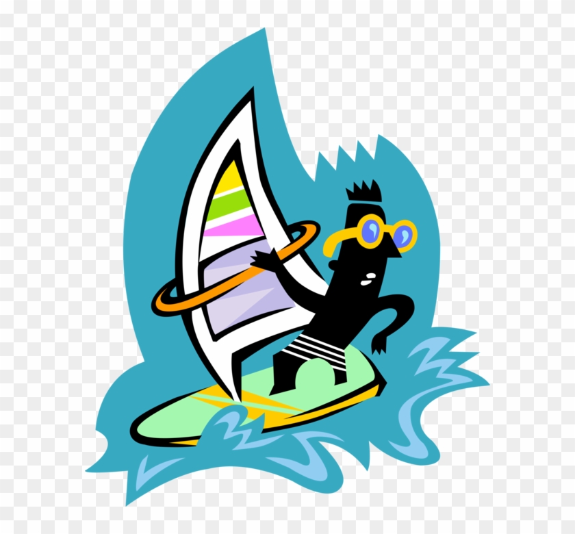 Vector Illustration Of Windsurfing Windsurfer Powered - Vector Illustration Of Windsurfing Windsurfer Powered #1336268