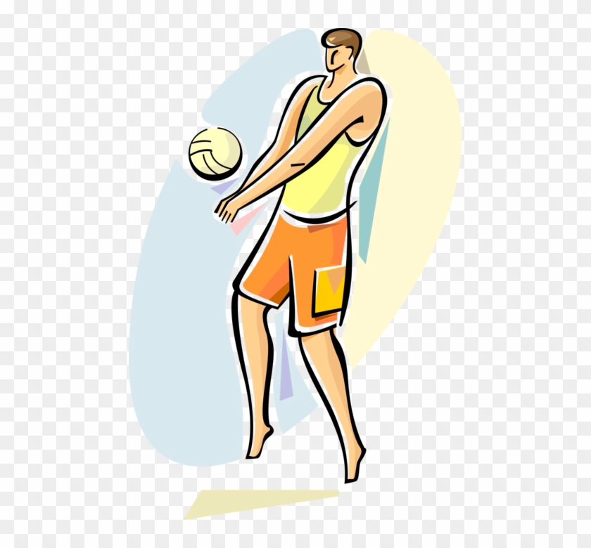 Vector Illustration Of Sport Of Beach Volleyball Player - Cartoon #1336273