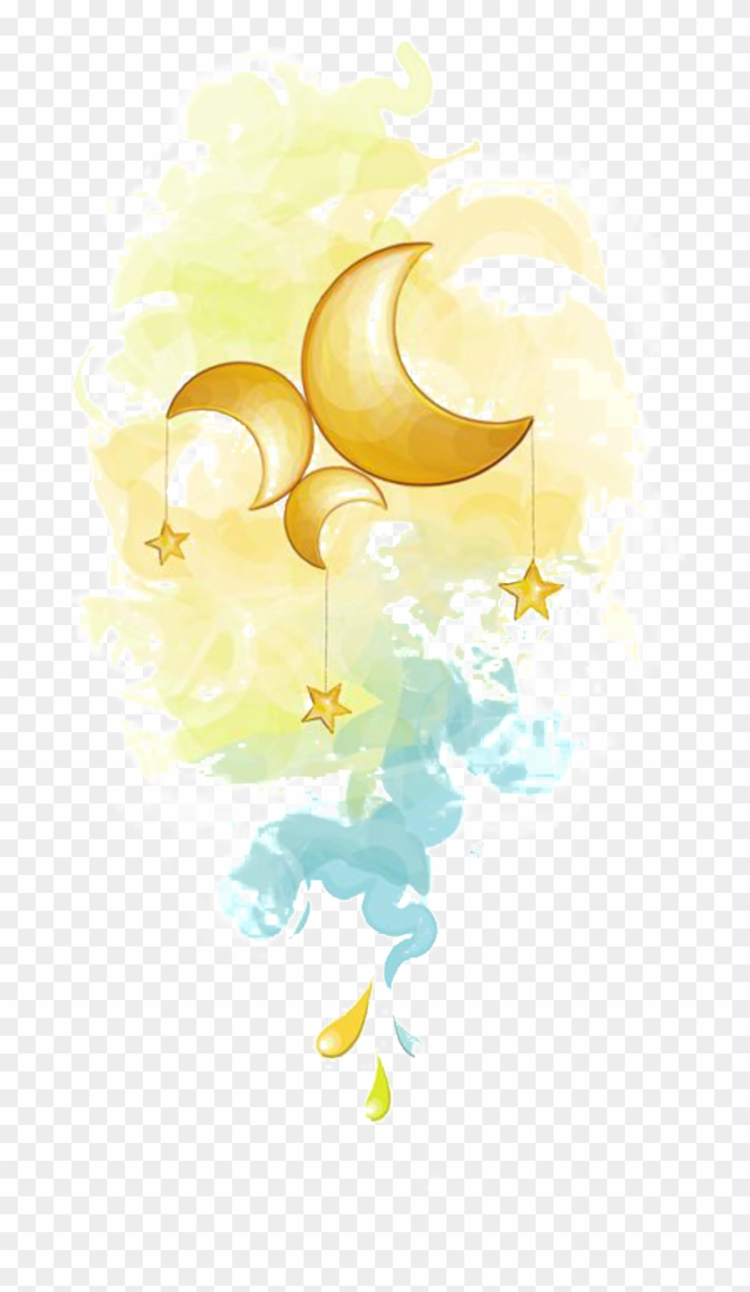 Painted Fairy Moon And Star Pattern Elements - Portable Network Graphics #1336320