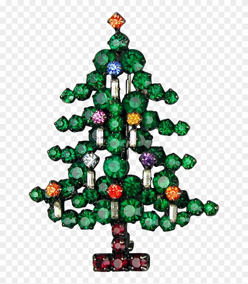 Vintage Austrian Crystal Christmas Tree Pin Brooch - Christmas Tree #1336336