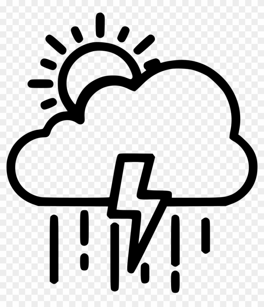 Colud Sun Rain Electricity Comments - Black And White Sunny Weather Clip Art #1336360