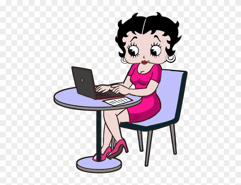 Betty Boop Sitting With Her Laptop - Betty Boop En Computadora #1336747