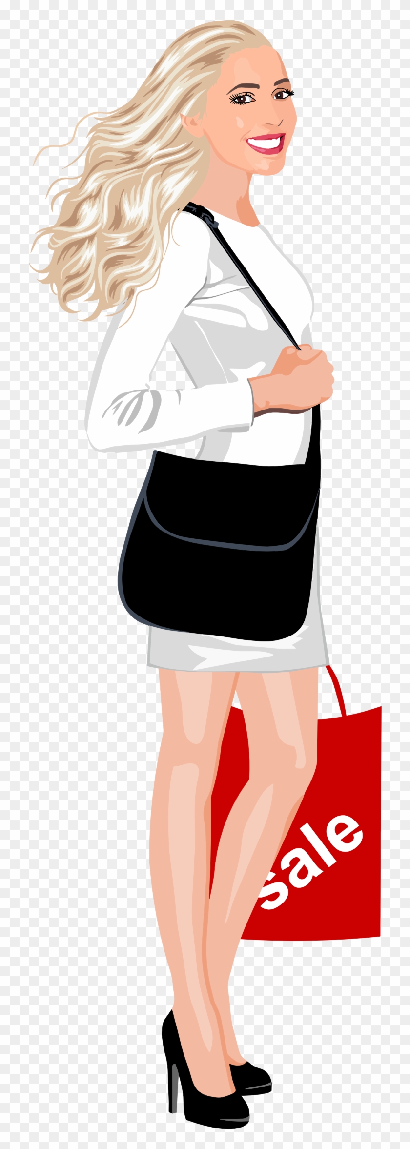 Shopping Woman - Clip Art Girl Shopping Transparent #1336783