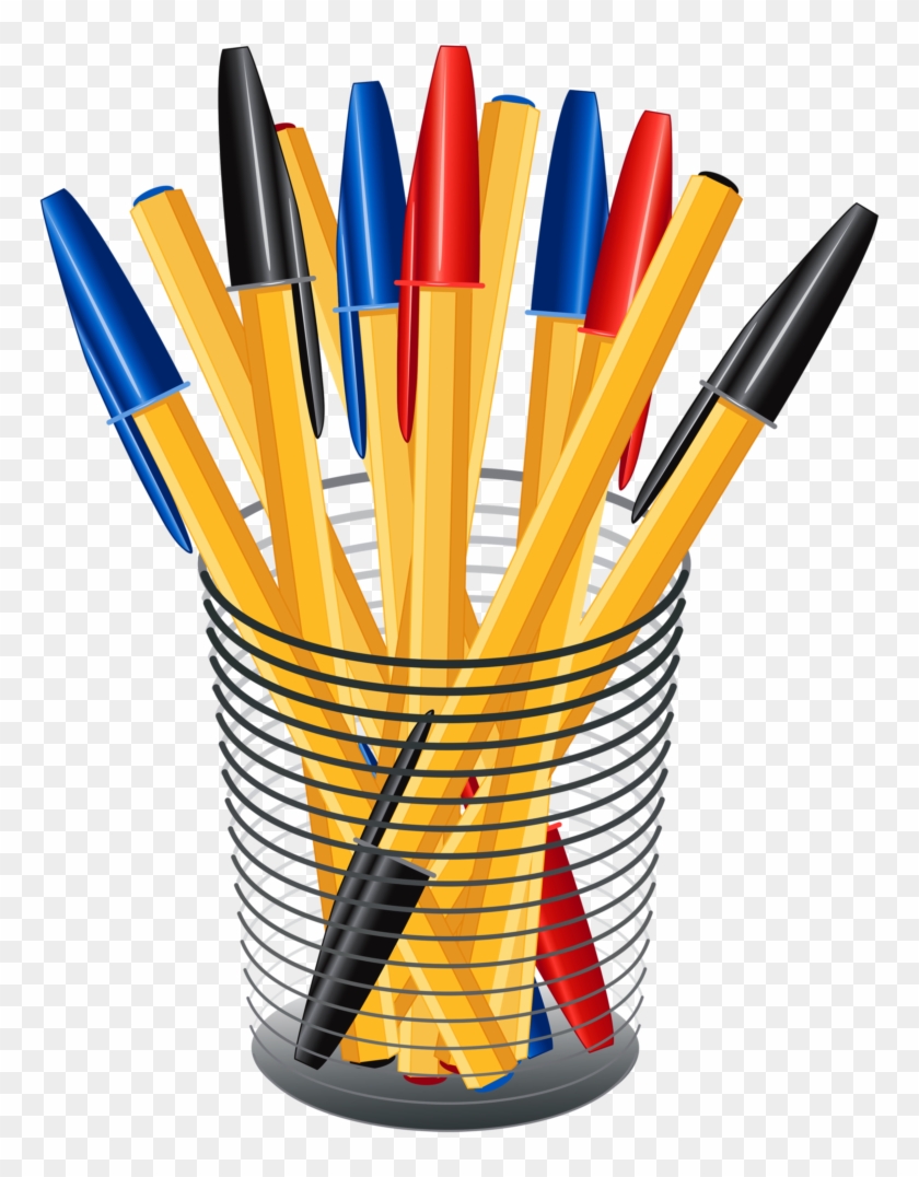 Metal Cup With Pens Png Clip Art 1271 Clipart Of Pen - Pens Clipart Png #1336954