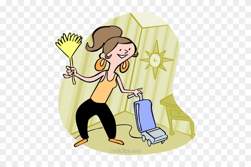 Woman Housecleaning Royalty Free Vector Clip Art Illustration - Clean The House #1337129