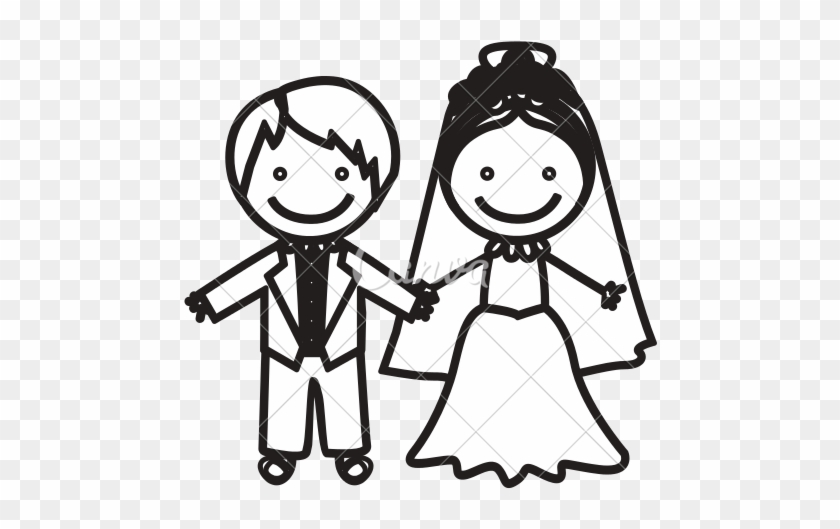 Sketch Silhouette Married Couple Icon - Married Couple Drawing #1337346