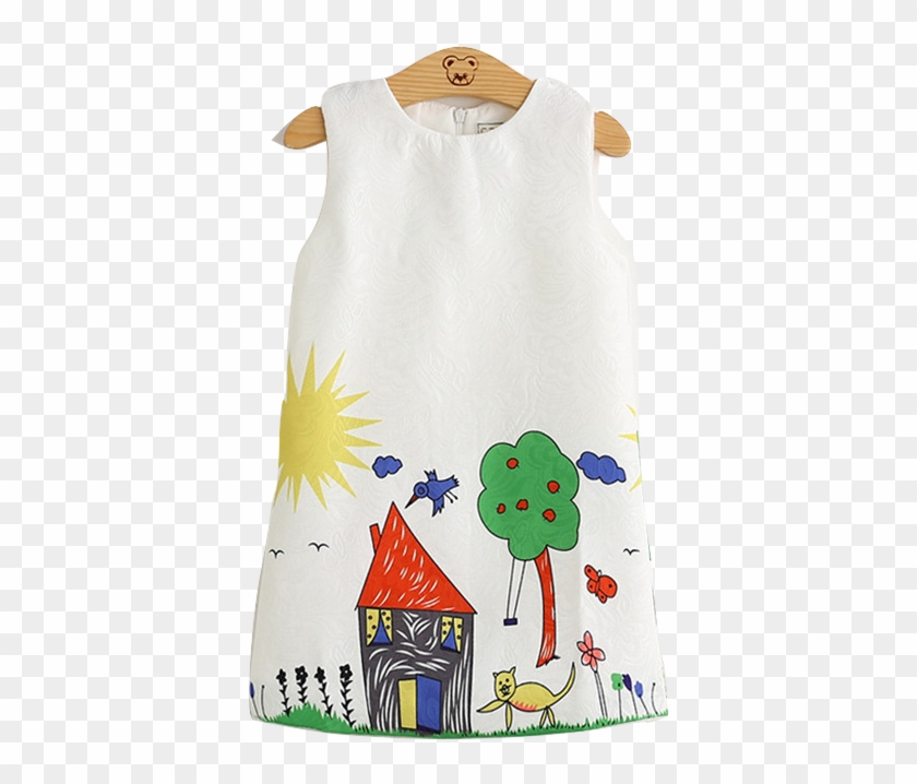 Trendy Girl Dress With House Pattern - Bear Leader Autumn&winter Graffiti Print Design #1337472