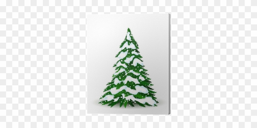 Christmas Tree In Winter, Vector Card For Design Canvas - Christmas Tree #1337724