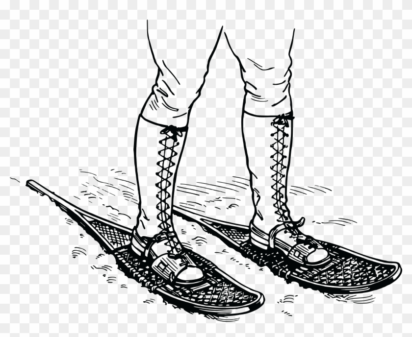 Free Clipart Of A Person Wearing Snow Shoes - Snowshoes Clipart #1337755