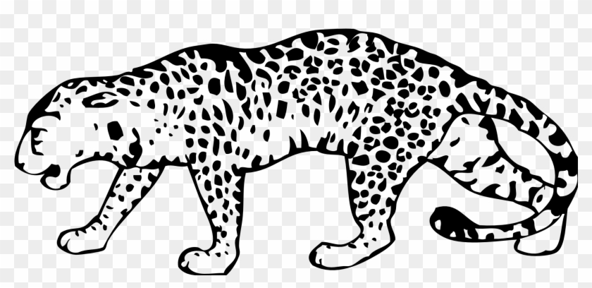 Black Leopard Cliparts - Black And White Leopard Drawing #1337782