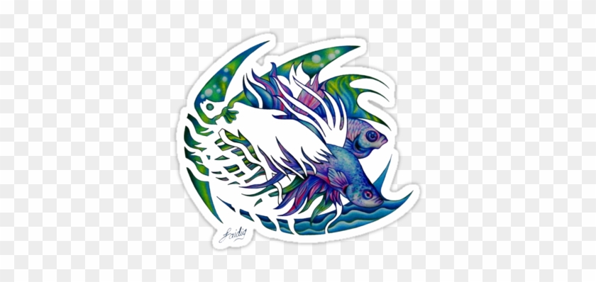 Siamese Fighting Fish Sticker Featuring Art By Aarron - Siamese Fighting Fish #1337815