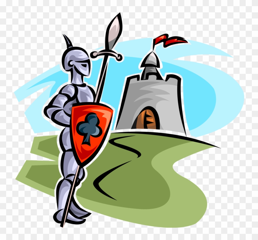 Knight In Armor Outside A Castle Royalty Free Vector - Illustration #1338055
