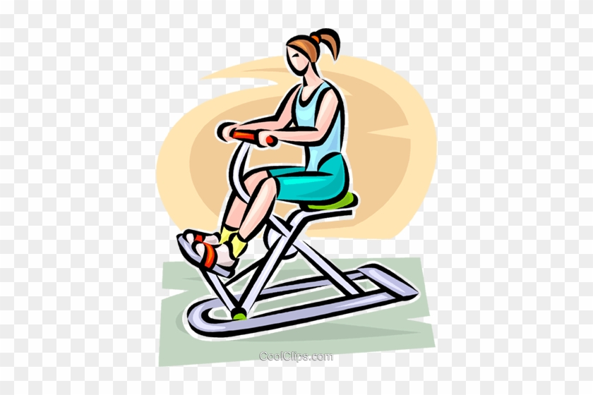 Woman Working On An Exercise Machine Royalty Free Vector - Sitting #1338094