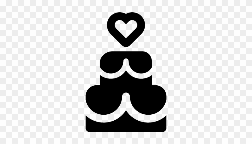 Wedding Cake Decorated With A Heart Vector - Icon #1338137