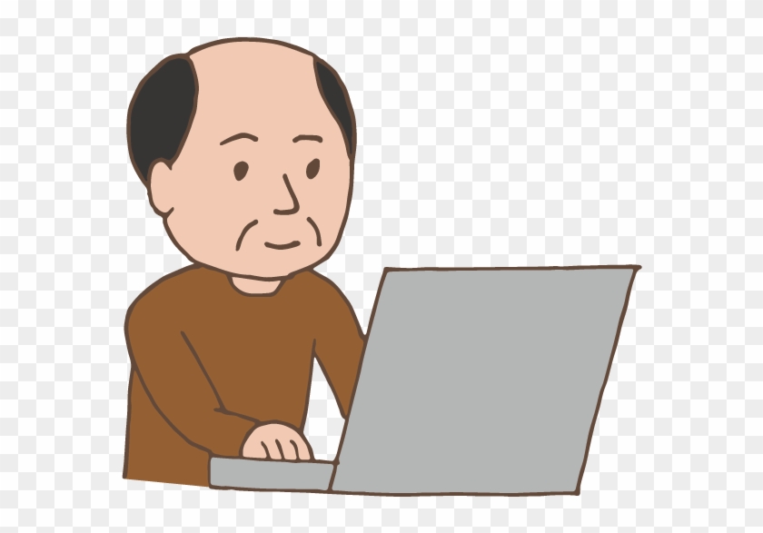 Middle-aged Man Using Laptop - Illustration #1338266