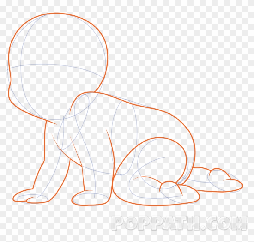 How To Draw A Baby Crawling Pop Path - Cartoon - Free Transparent PNG  Clipart Images Download