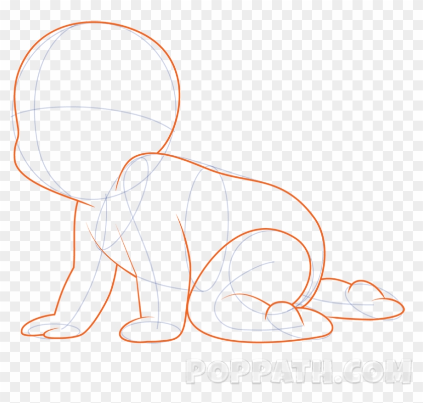 How To Draw A Baby Crawling Pop Path - Cartoon #1338267