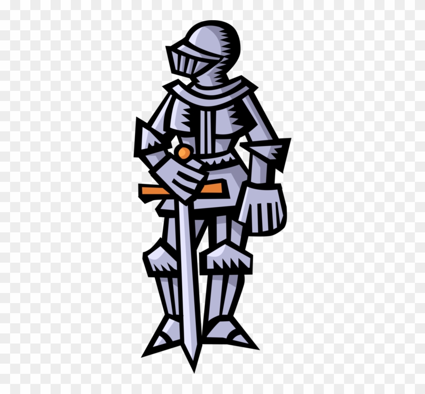 Vector Illustration Of Medieval Chivalrous Knight In - Ritter In Rüstung Clipart #1338294