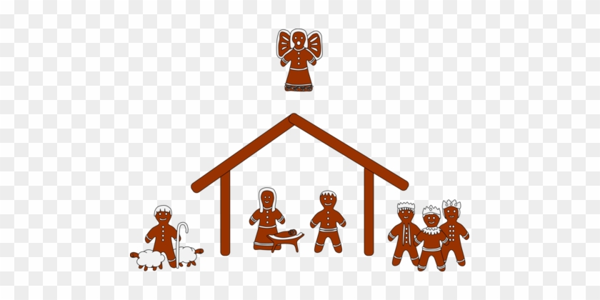 Gingerbread House Clip Art Christmas Nativity Scene - Nativity Clipart #1338389