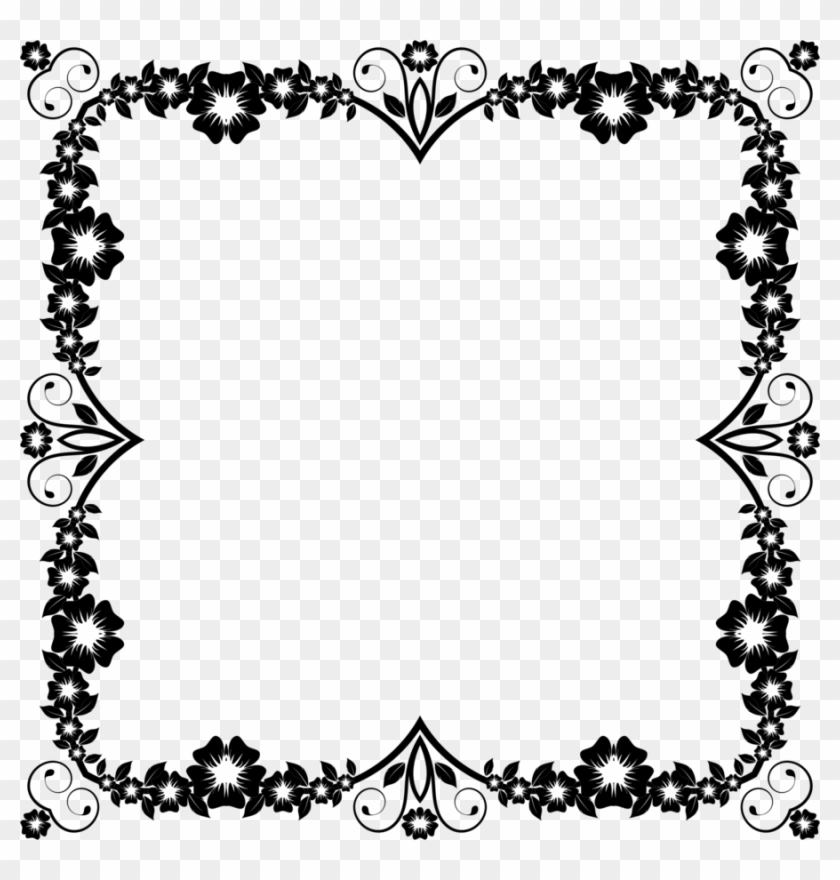 Download Flower Frame Black And White Png Clipart Borders - Frames Black Flower Png #1338437